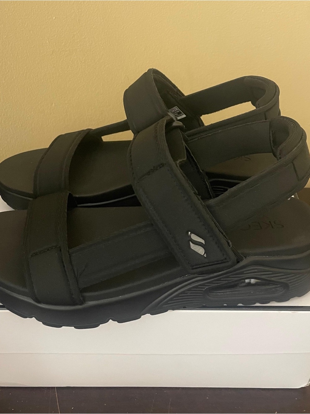 Skechers All-Black Chunky Platform Sandals